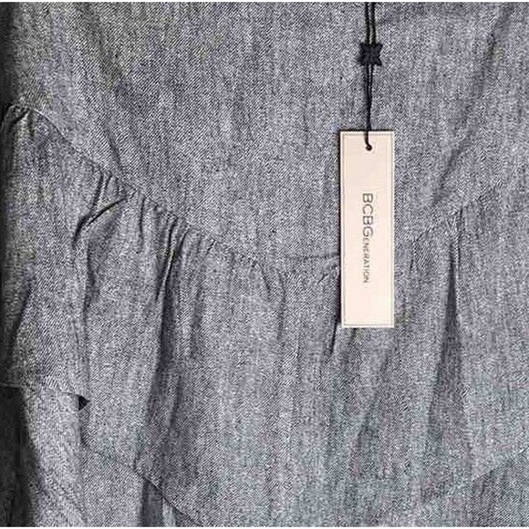 BCBGeneration Tiered Linen Blend Mini Skirt‎ Black White M - Picture 5 of 9